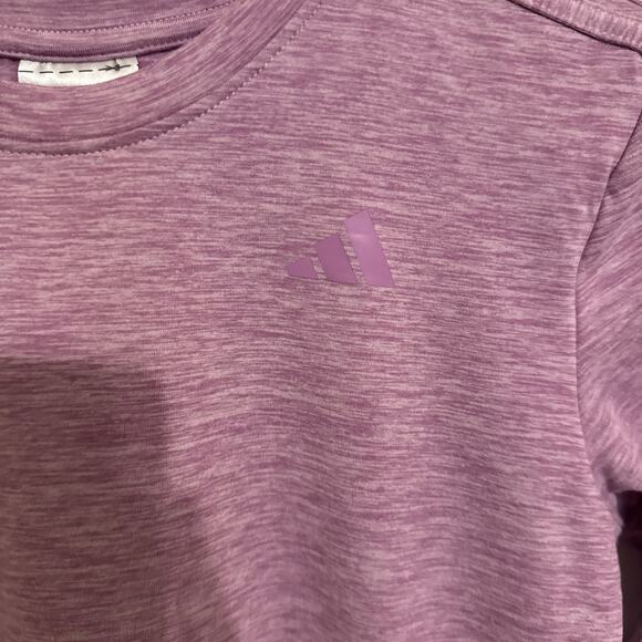 ADIDAS NEW Small (7/8) girls Purple long sleeve melange training tee NWT - Picture 4 of 6
